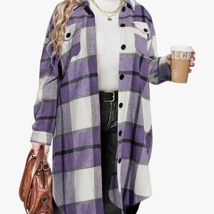 Purple Plaid Women's Trench Coat